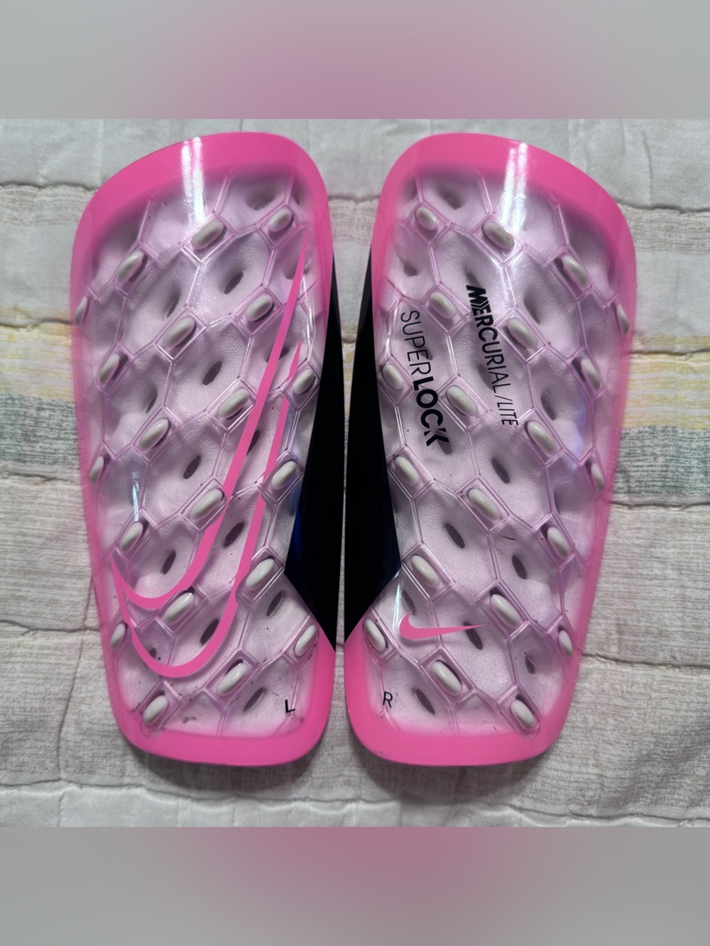 Nike Pink Translucent Mercurial Lite Soccer Shin Guards